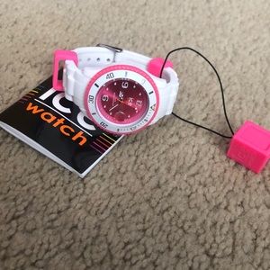 white and pink ice watch